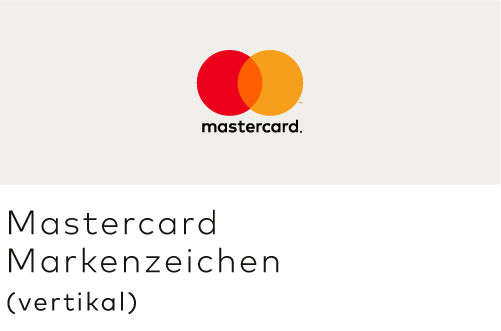 Die vertikale Darstellung des Mastercard Markenzeichens Die vertikale Darstellung des Mastercard Markenzeichens