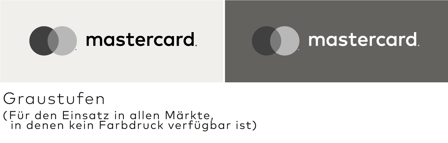 Das horizontale Mastercard Markenzeichen in der Graustufenversion
