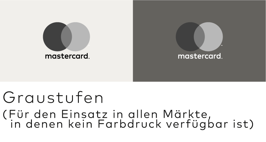 Das vertikale Mastercard Markenzeichen in der Graustufenversion