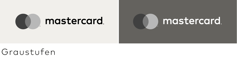 Das horizontale Mastercard Markenzeichen in der Graustufenversion Das horizontale Mastercard Markenzeichen in der Graustufenversion