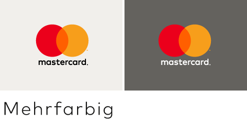 Das vertikale Mastercard Markenzeichen in der mehrfarbigen Version Das vertikale Mastercard Markenzeichen in der mehrfarbigen Version