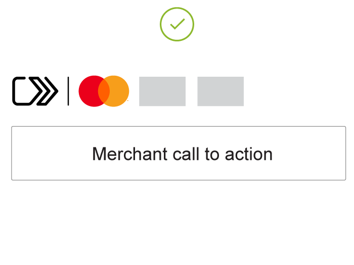 Compliant example of click to pay display in an integrated merchant trigger