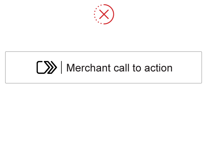 Non-compliant example of click to pay display in an integrated merchant trigger
