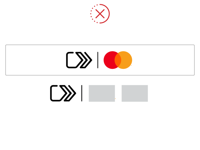Non-compliant example of click to pay display in an integrated merchant trigger