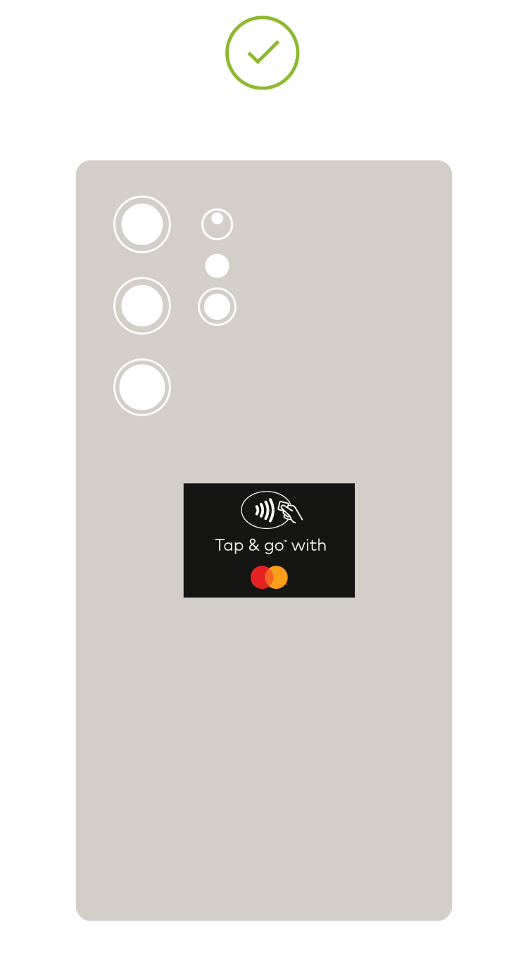 Image of Tap on phone decal sticker placed on center of phone