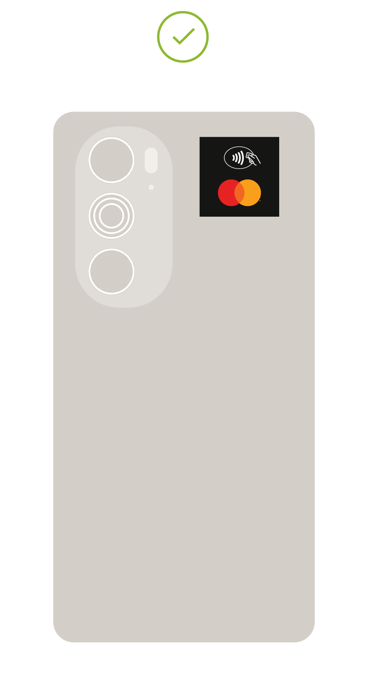 Image of Tap on phone decal sticker placed on top third of phone